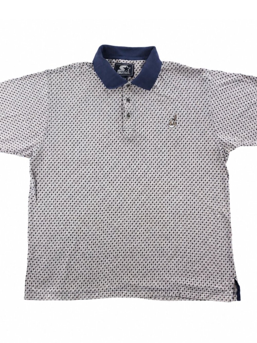 Cleveland Indians Vintage Starter Polo Shirt Chief Wahoo Houndstooth Large